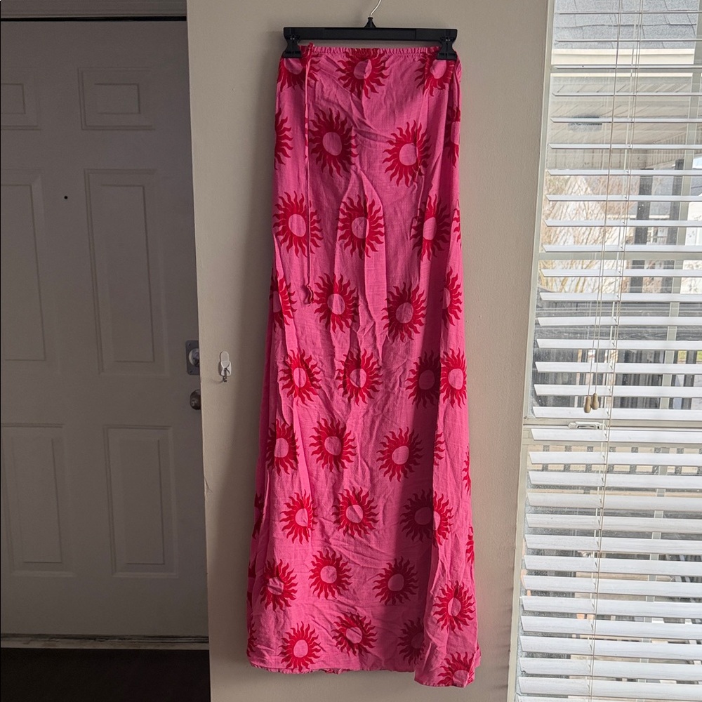 Women's Pink Sunburst Maxi Skirt